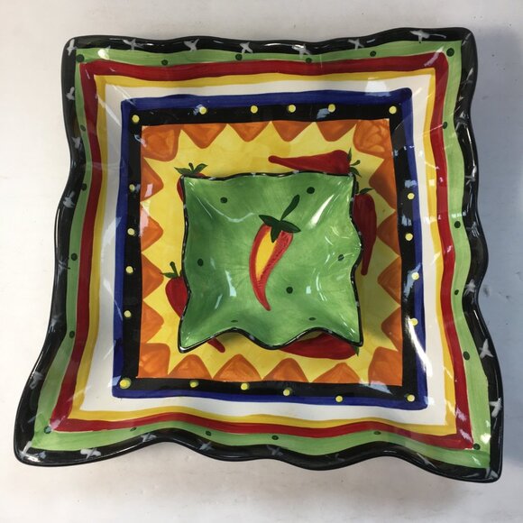 Home Collection Chilli Pepper Chip & Dip 11.5 " Serving Bowl Platter - Picture 2 of 11